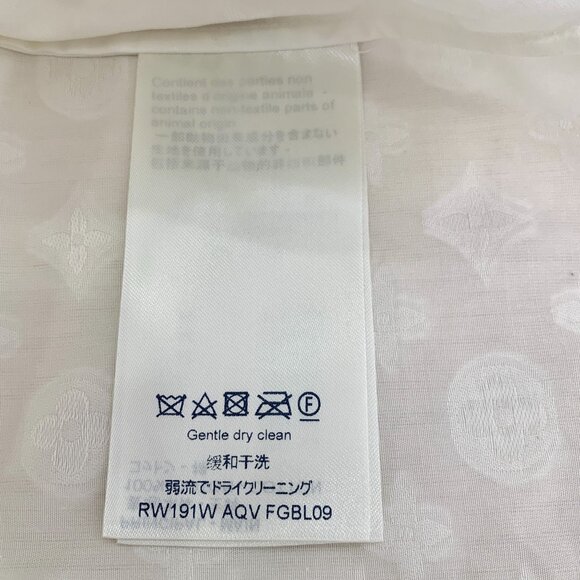 Louis Vuitton Womens White Monogram Embossed Cotton Button-Up Shirt Size 34 - Picture 7 of 7